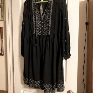 Black Polyester Dress with under slip sz small NEW